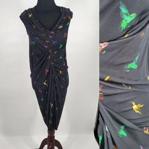 NEW Alexander McQueen SZ XS Black Butterfly Ruched Cocktail Dress 2012 Bodycon
